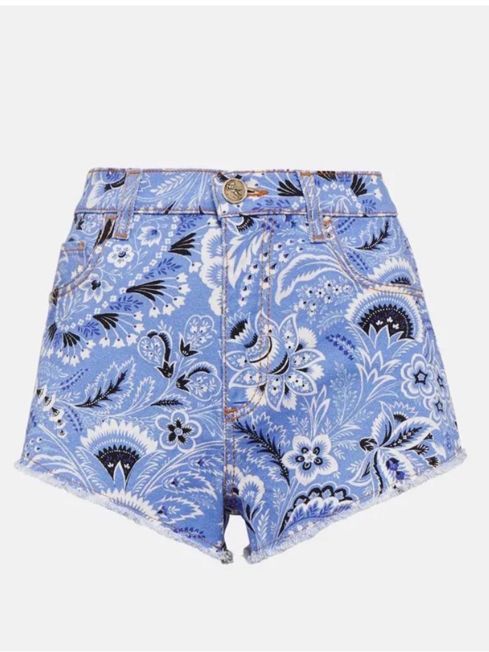 Etro Light Blue Paisley High-Waist Women's Shorts